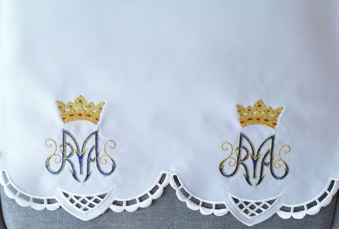 Obrus ołtarzowy haftowany - wzór maryjny złota nić (172)