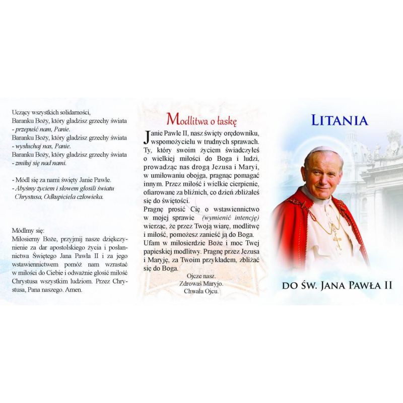 Folder składany Litania do Św. Jana Pawła II - Folder składany Litania do Św. Jana Pawła II