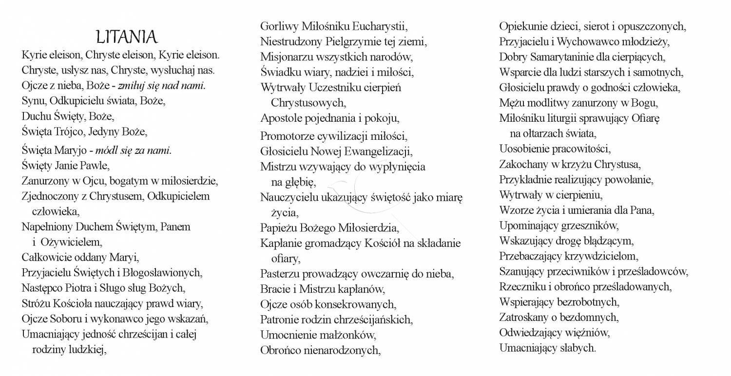 Folder składany Litania do Św. Jana Pawła II - zdjęcie 2 - Folder składany Litania do Św. Jana Pawła II