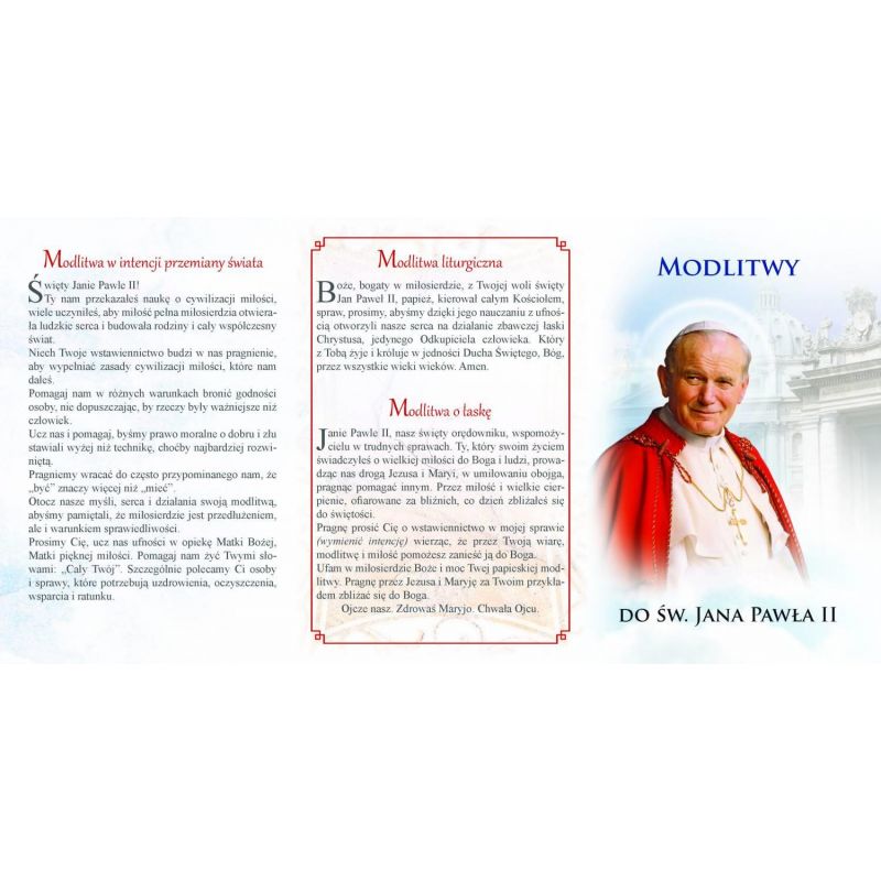 Folder składany Modlitwa do Św. Jana Pawła II - Folder składany Modlitwa do Św. Jana Pawła II