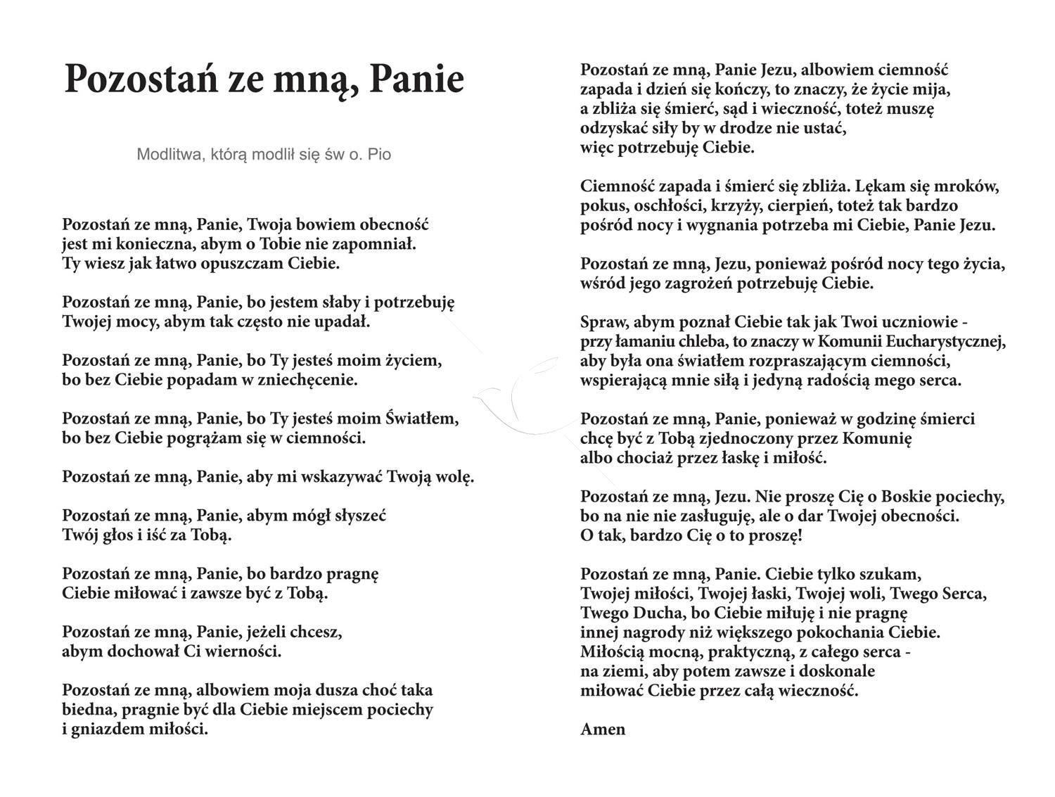 Folder składany z modlitwą Świętego Ojca Pio - zdjęcie 2 - Folder składany z modlitwą Świętego Ojca Pio