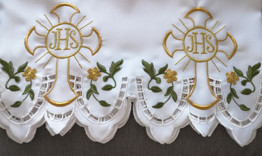 Obrus ołtarzowy haftowany - wzór eucharystyczny (135)