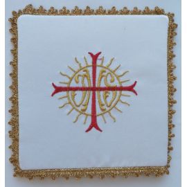 Palka haftowana IHS + czerwony krzyż (3) - kolor biały, srebrny - Nowość