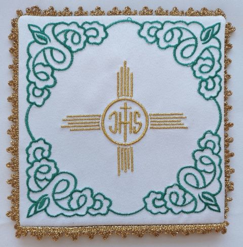 Palka haftowana IHS + złoty krzyż (4)