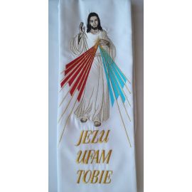 Stuła haftowana  Jezus Miłosierny, Święta Faustyna - Z POSTACIAMI - Nowość