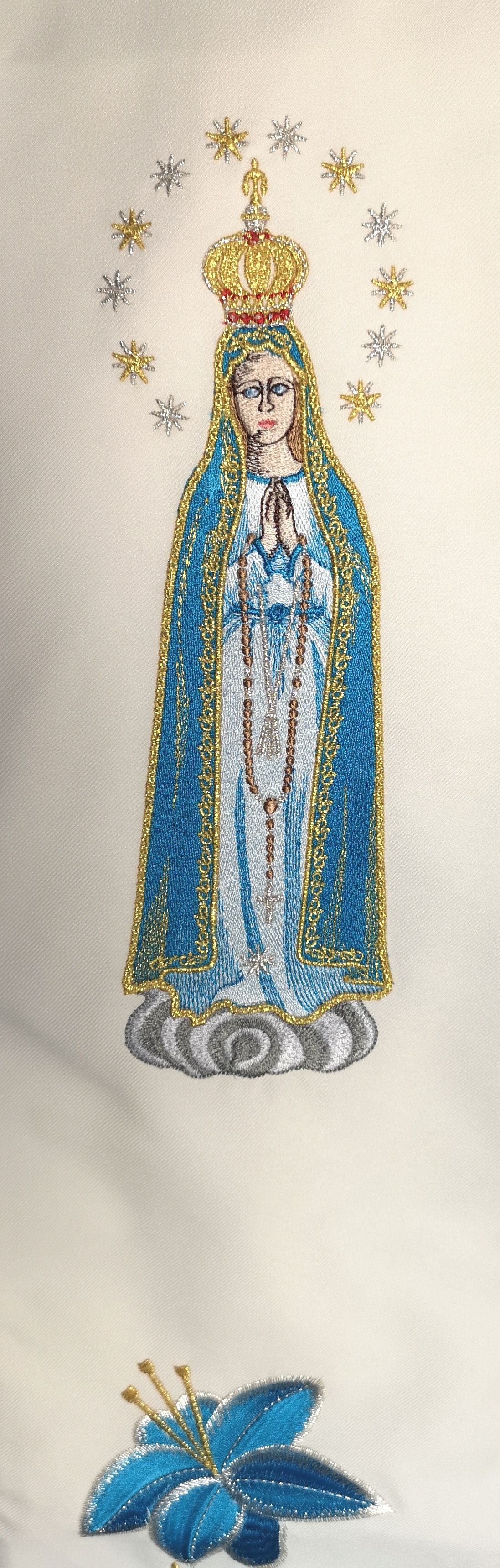 Stuła haftowana Matka Boża Fatimska - zdjęcie 2 - Stuła haftowana Matka Boża Fatimska