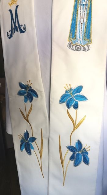 Stuła haftowana Matka Boża Fatimska - zdjęcie 6 - Stuła haftowana Matka Boża Fatimska