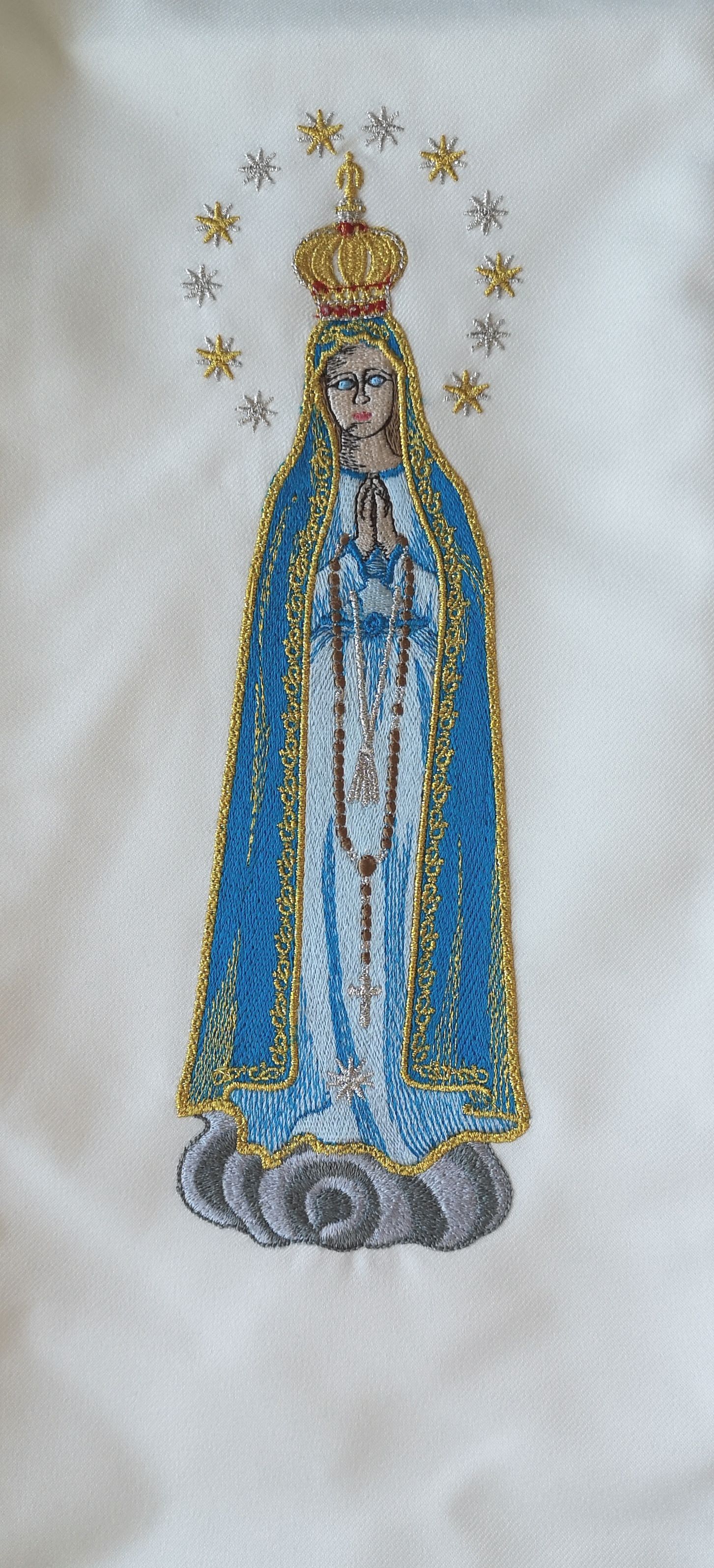 Stuła haftowana Matka Boża Fatimska - zdjęcie 3 - Stuła haftowana Matka Boża Fatimska