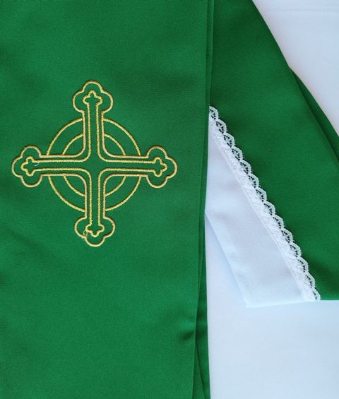 Stuła zielona Krzyż do koncelebry (10)