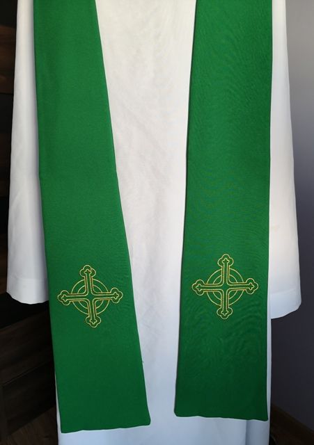 Stuła zielona Krzyż do koncelebry (10) - zdjęcie 2 - Stuła zielona Krzyż do koncelebry (10)