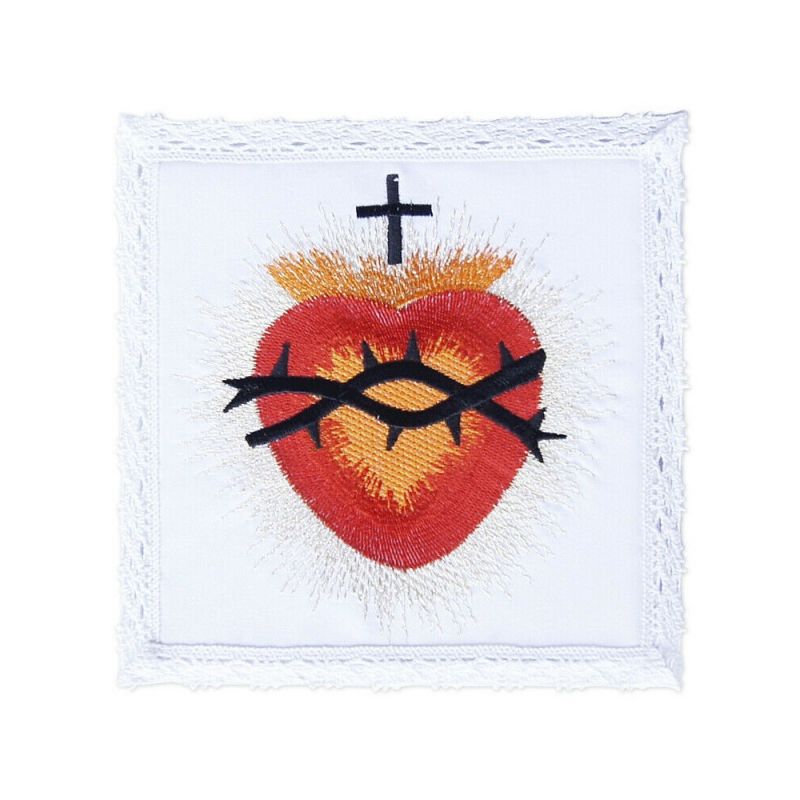 Palka biała haftowana Serce w koronie - Palka biała haftowana Serce w koronie