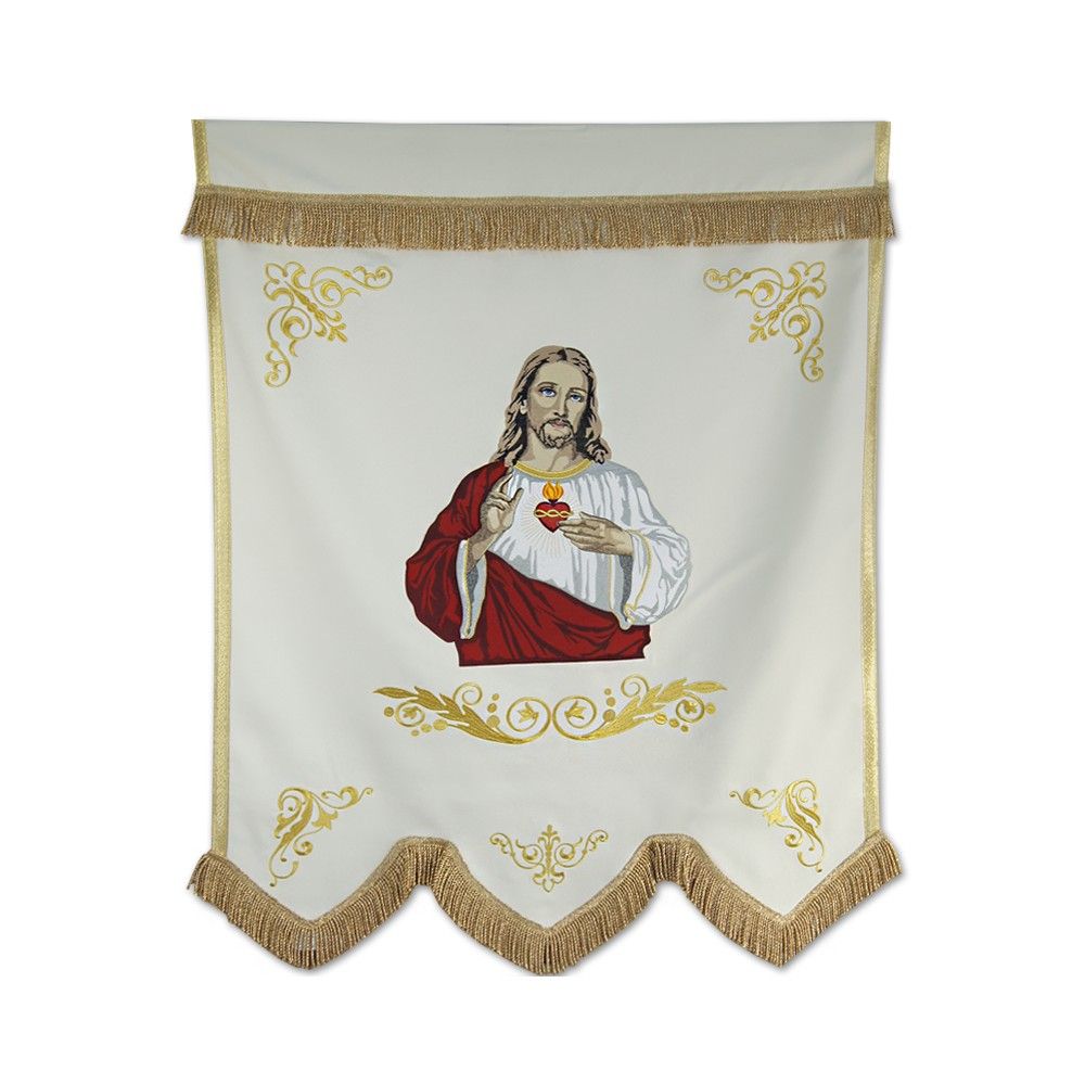 Chorągiew haftowana+ druk Serce Pana Jezusa, Jezus Miłosierny - zdjęcie 2 - Chorągiew haftowana+ druk Serce Pana Jezusa, Jezus Miłosierny