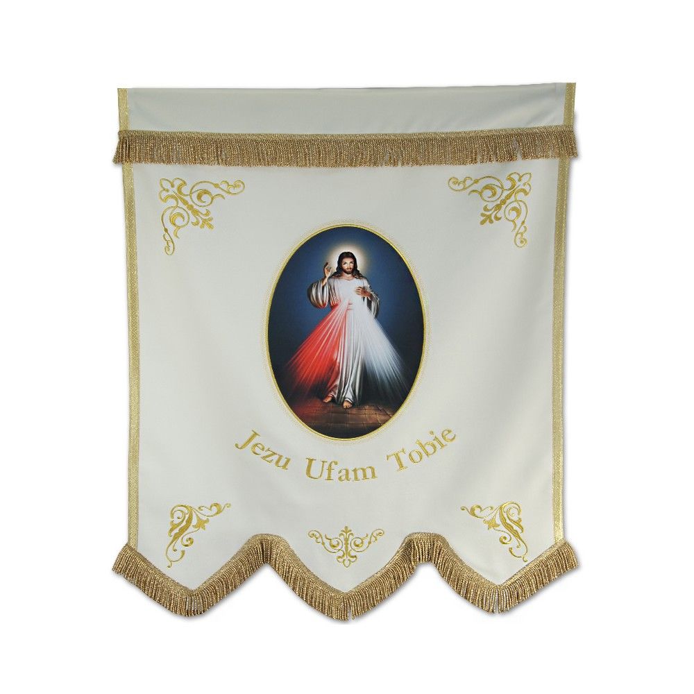 Chorągiew haftowana+ druk Serce Pana Jezusa, Jezus Miłosierny - zdjęcie 3 - Chorągiew haftowana+ druk Serce Pana Jezusa, Jezus Miłosierny