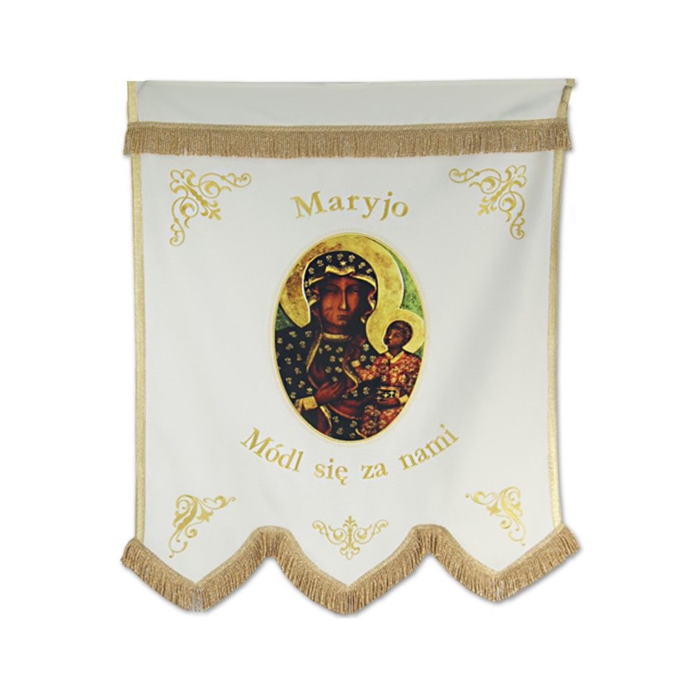 Chorągiew haftowana Serce Maryi + MB Częstochowska - zdjęcie 3 - Chorągiew haftowana Serce Maryi + MB Częstochowska