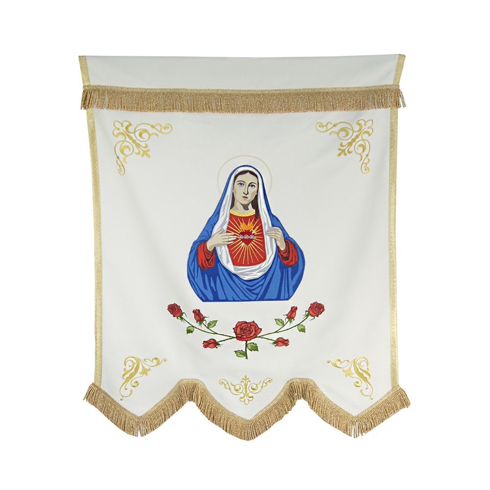 Chorągiew haftowana Serce Maryi + MB Częstochowska - zdjęcie 2 - Chorągiew haftowana Serce Maryi + MB Częstochowska