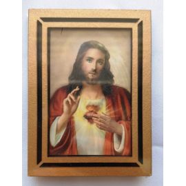 Mały drewniany obrazek Serce Pana Jezusa - OBRAZY RELIGIJNE - Nowość