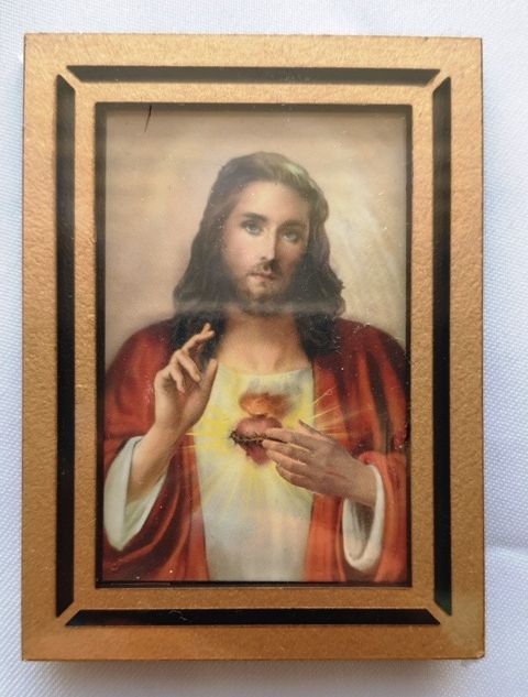 Mały drewniany obrazek Serce Pana Jezusa