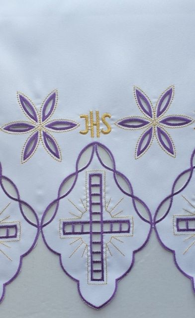 Obrus ołtarzowy haftowany - wzór eucharystyczny (202) - zdjęcie 2 - Obrus ołtarzowy haftowany - wzór eucharystyczny (202)
