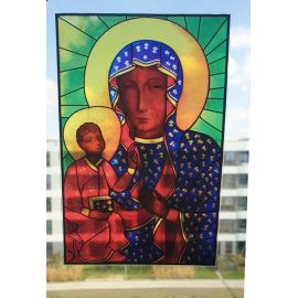 Witraż magnetyczny - Obraz Matki Bożej Jasnogórskiej - Witraże magnetyczne na szybę - Nowość