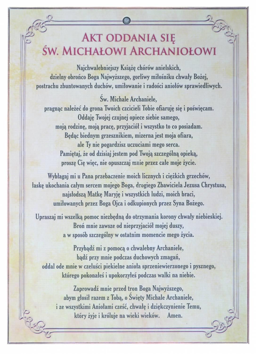Święty Michał Archanioł - Ikona z Aktem oddania format A5 - zdjęcie 2 - Święty Michał Archanioł - Ikona z Aktem oddania format A5