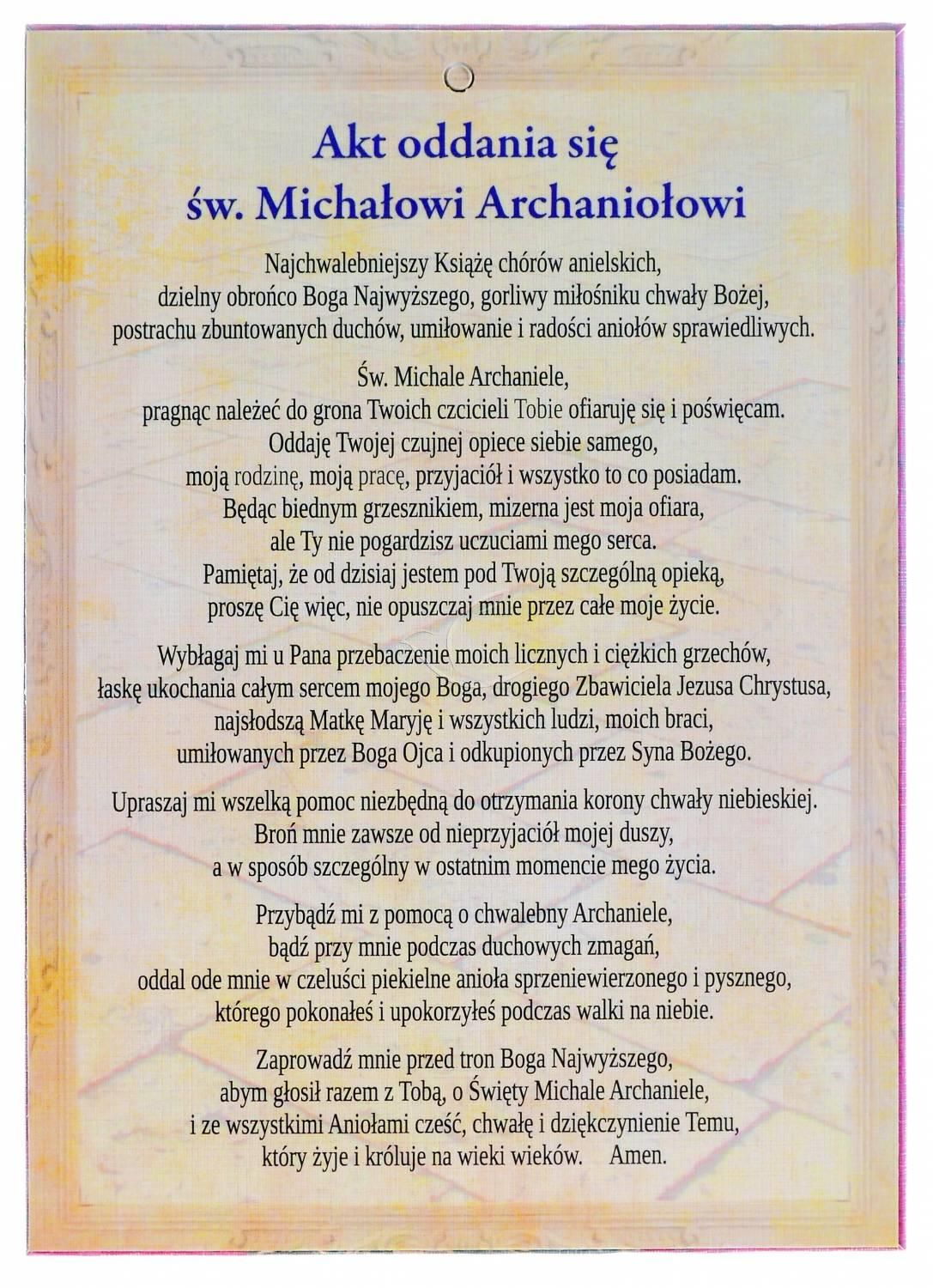 Święty Michał Archanioł - Ikona z Aktem oddania format A5 (2) - zdjęcie 2 - Święty Michał Archanioł - Ikona z Aktem oddania format A5 (2)