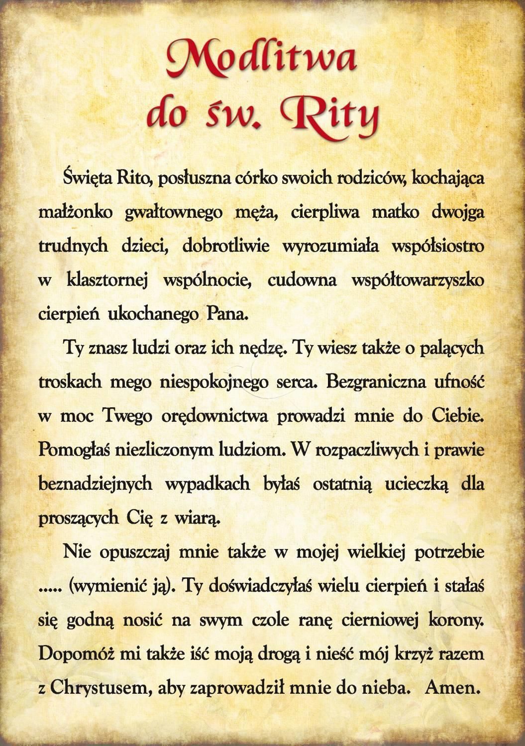 Święta Rita - Ikona dwustronna z modlitwą format A5 - zdjęcie 2 - Święta Rita - Ikona dwustronna z modlitwą format A5