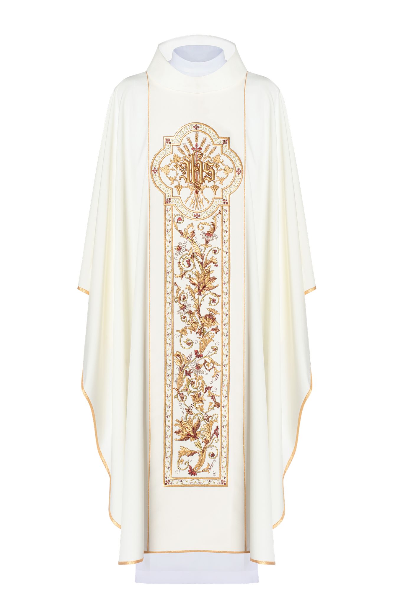 Ornat haftowany symbol IHS - ecru