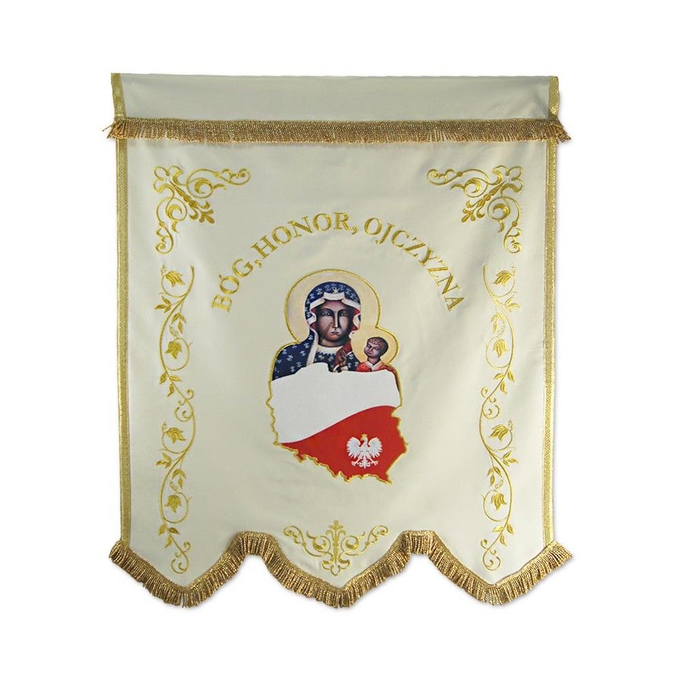 Chorągiew drukowana MB Częstochowska, Św. Marcin - zdjęcie 2 - Chorągiew drukowana MB Częstochowska, Św. Marcin