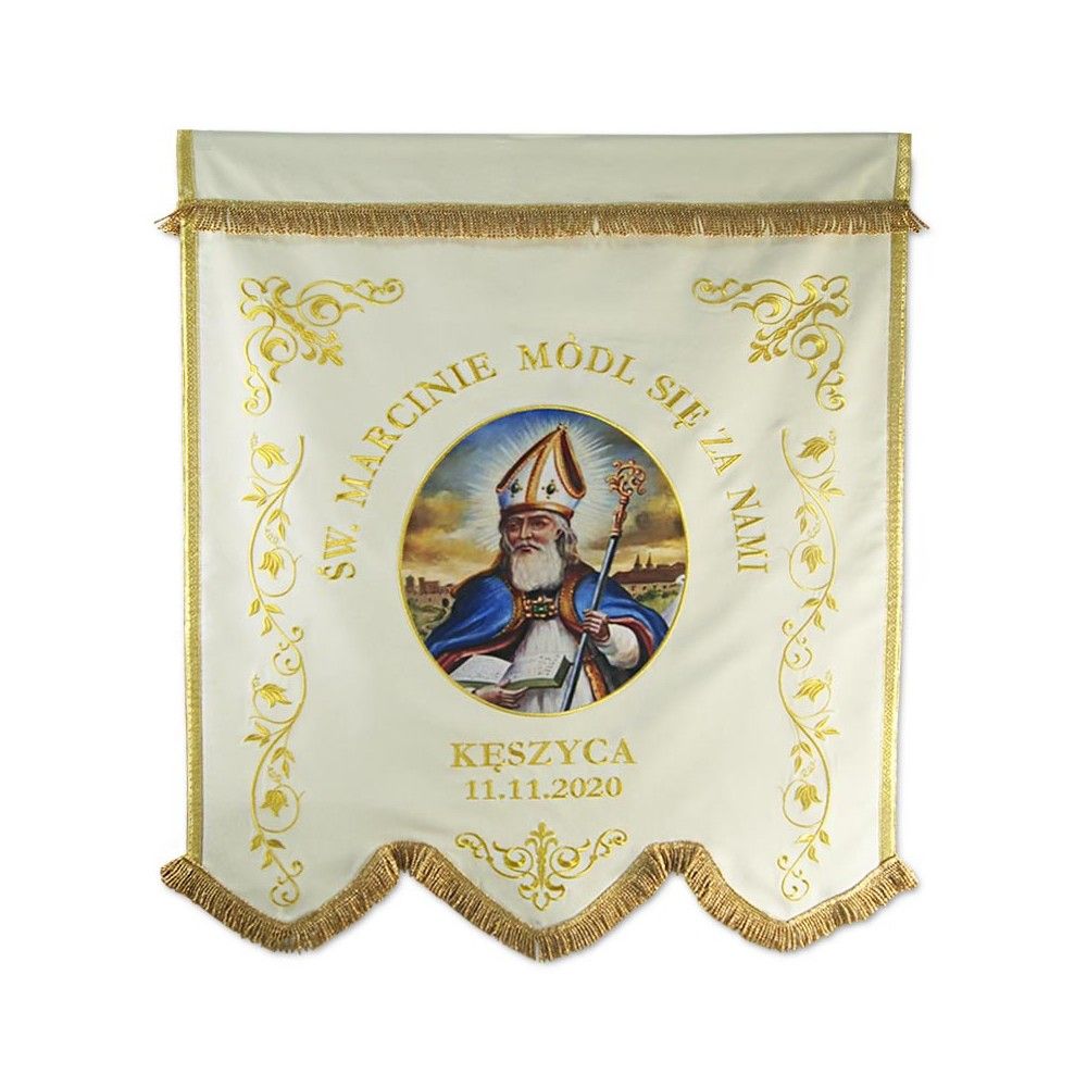 Chorągiew drukowana MB Częstochowska, Św. Marcin - zdjęcie 3 - Chorągiew drukowana MB Częstochowska, Św. Marcin