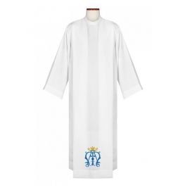 Alba kapłańska haftowany emblemat maryjny - KOMŻE I ALBY  KAPŁAŃSKIE - Nowość