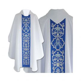 Ornat Maryjny gotycki, biały żakard - Ornaty Maryjne - Nowość