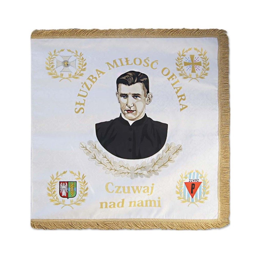 Sztandar z frędzlami i haftem (wzór przykładowy)