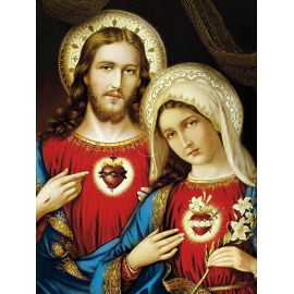 Serce Jezusa, Serce Maryi - Obraz do oprawienia format (30x40) - OBRAZY RELIGIJNE - Nowość