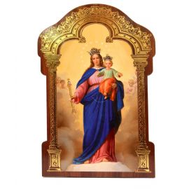 Obrazek HDF z złotą ramką Matka Boża Wspomożycielka (2) - Obrazek religijny płyta HDF - Nowość
