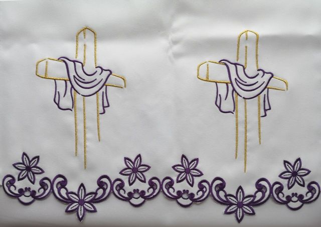 Obrus ołtarzowy haftowany - wzór eucharystyczny (213) - zdjęcie 3 - Obrus ołtarzowy haftowany - wzór eucharystyczny (213)