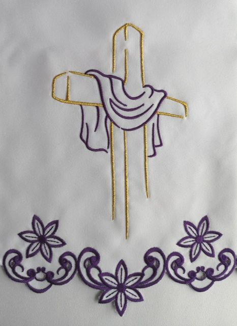 Obrus ołtarzowy haftowany - wzór eucharystyczny (213) - zdjęcie 2 - Obrus ołtarzowy haftowany - wzór eucharystyczny (213)