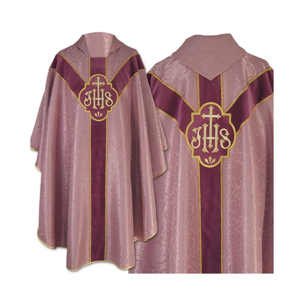 Ornat Semi Gotycki - zgaszony róż, żakard (58)