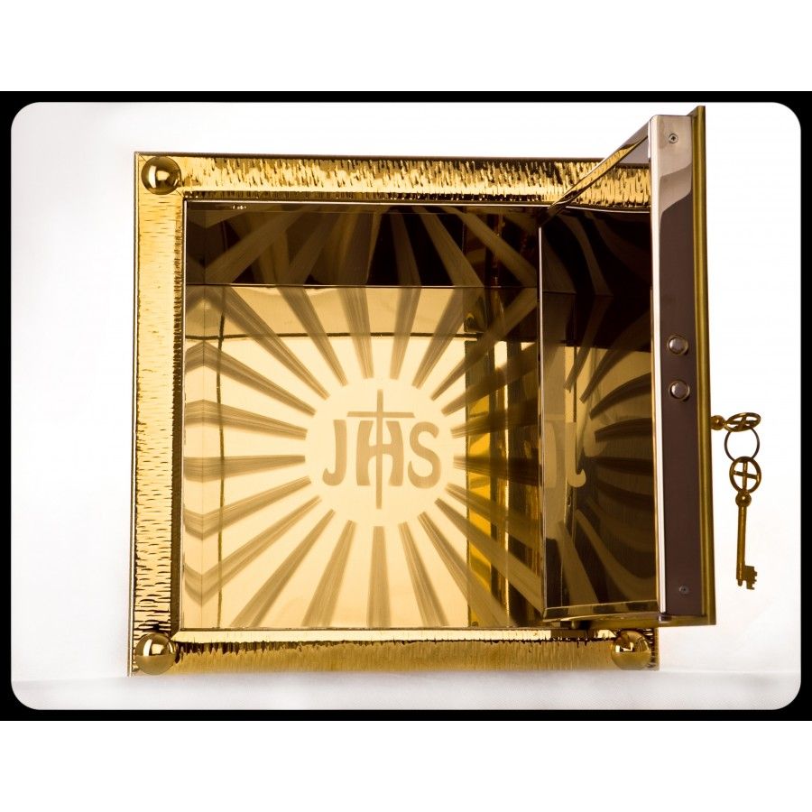 Tabernakulum mosiężne Alfa i Omega (38) - zdjęcie 2 - Tabernakulum mosiężne Alfa i Omega (38)