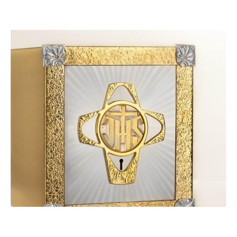 Tabernakulum mosiężne IHS + Krzyż  z wystawieniem Najświętszego Sakramentu  (40)