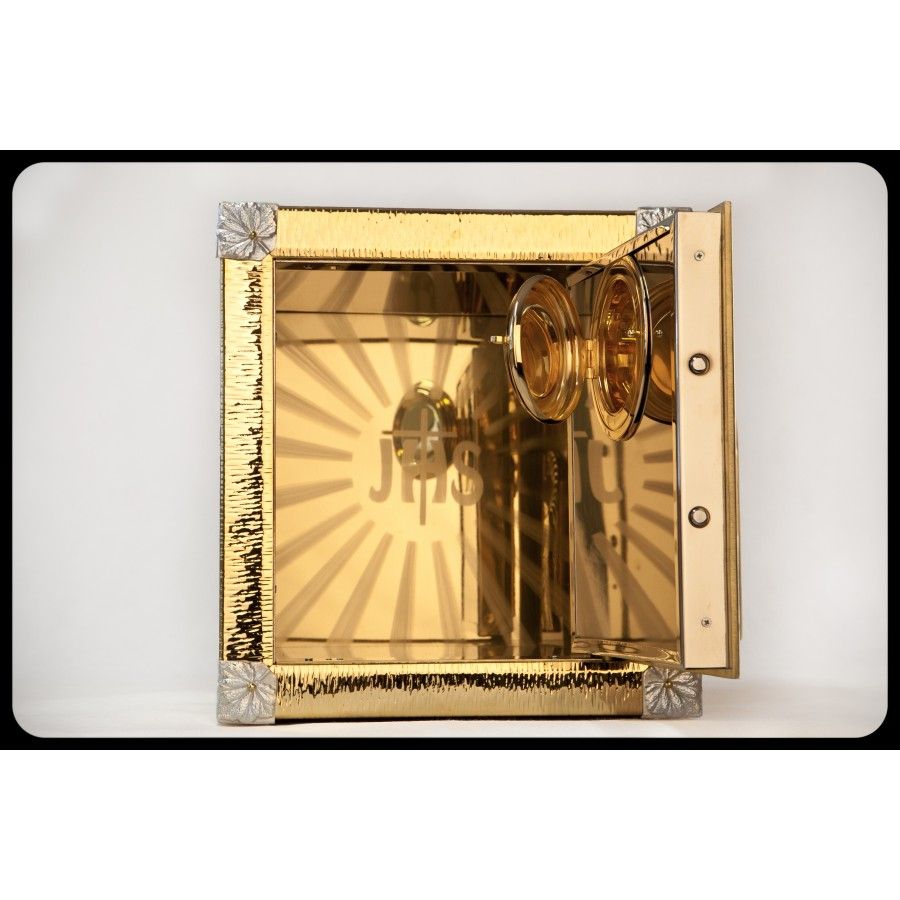 Tabernakulum mosiężne IHS + Krzyż  z wystawieniem Najświętszego Sakramentu  (40) - zdjęcie 2 - Tabernakulum mosiężne IHS + Krzyż  z wystawieniem Najświętszego Sakramentu  (40)