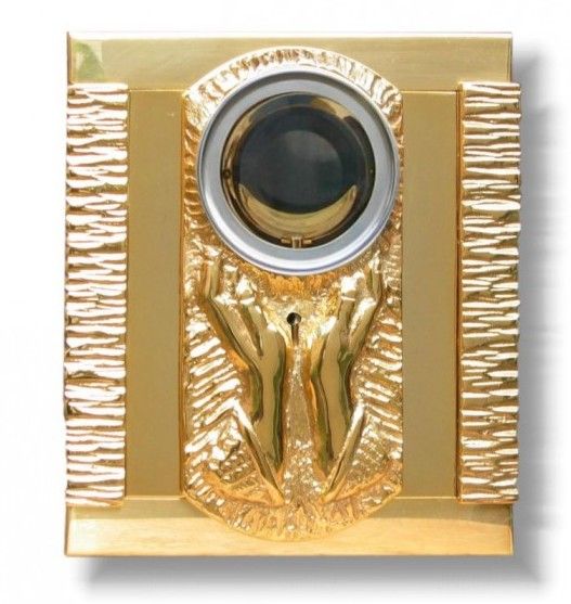 Tabernakulum mosiężne IHS + Dłonie z wystawieniem Najświętszego Sakramentu (46)