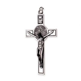 Krzyżyk - św. Benedykt metalowy (kolor srebrny) - KRZYŻE, KRZYŻYKI - Nowość