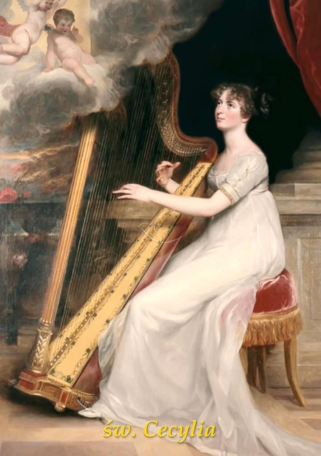 Święta Cecylia - Ikona dwustronna z modlitwą format A5