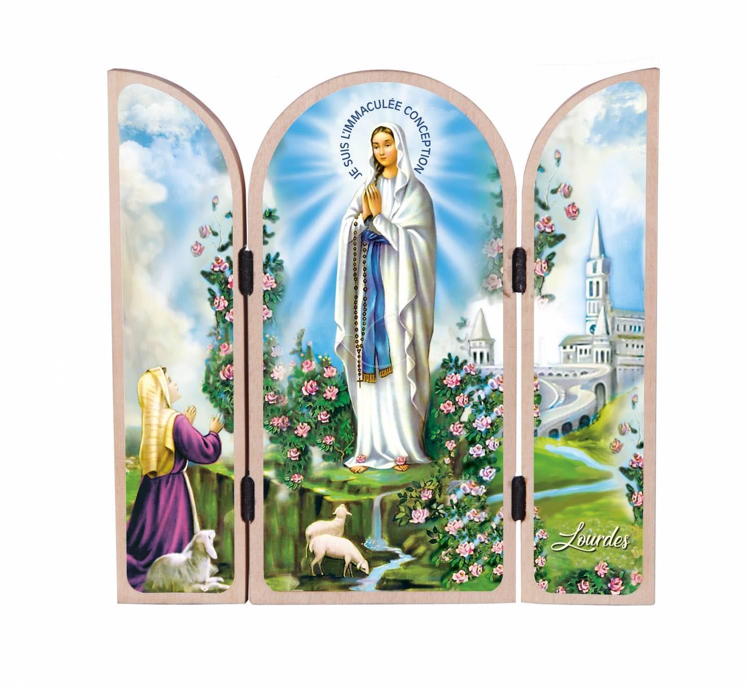 Tryptyk drewniany - Lourdes - Tryptyk drewniany - Lourdes