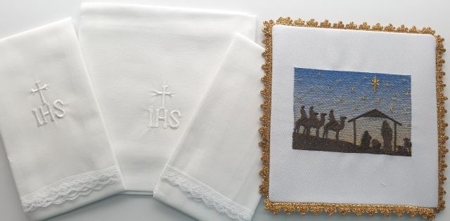 Bielizna kielichowa Boże Narodzenie - Trzej królowie + Szopka - zdjęcie 2 - Bielizna kielichowa Boże Narodzenie - Trzej królowie + Szopka