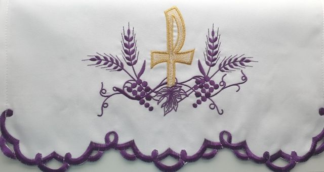 Obrus ołtarzowy haftowany - wzór eucharystyczny (215)