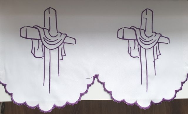 Obrus ołtarzowy haftowany - wzór eucharystyczny (217) - zdjęcie 2 - Obrus ołtarzowy haftowany - wzór eucharystyczny (217)