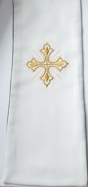 Stuła dwustronna kapłańska - biało-fioletowa (M) - zdjęcie 2 - Stuła dwustronna kapłańska - biało-fioletowa (M)