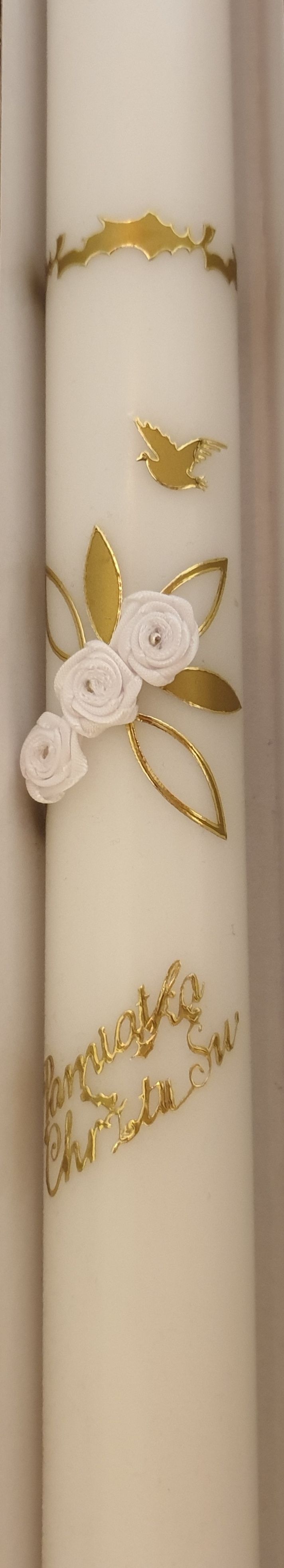 Świeca do chrztu, gładka - Trzy białe kwiatki (35) - zdjęcie 2 - Świeca do chrztu, gładka - Trzy białe kwiatki (35)