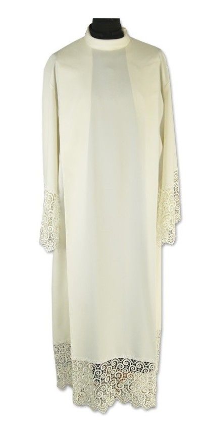 Alba kapłańska tradycyjna z gipiurą, ecru (15)